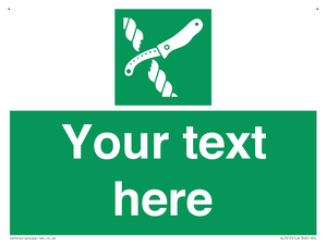 Custom sign safe condition Liferaft knife